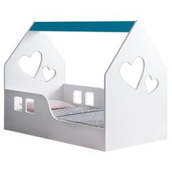 Pat-casuta Happy Babies House Heart L01 70x140 (White/Blue) Thumb