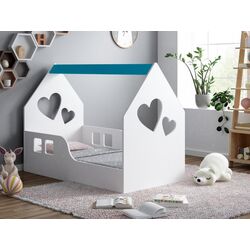 Pat-casuta Happy Babies House Heart L01 70x140 (White/Blue)