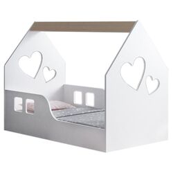 Pat-casuta Happy Babies House Heart L01 70x140 (White/Light Pear) Thumb