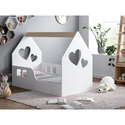 Pat-casuta Happy Babies House Heart L01 70x140 (White/Light Pear)