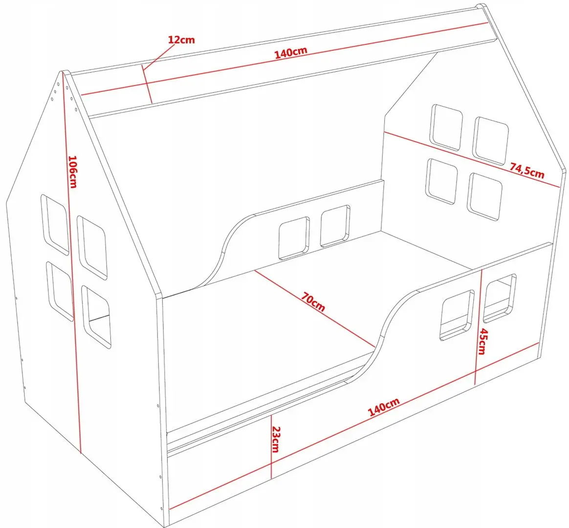 Кровать-домик Happy Babies House Heart L01 70x140 (White/Pastel Green)