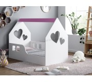 Pat-casuta Happy Babies House Heart L01 70x140 (White/Pink)