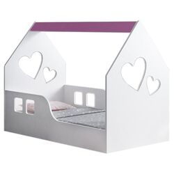 Pat-casuta Happy Babies House Heart L01 70x140 (White/Pink) Thumb