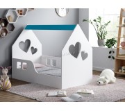 Pat-casuta Happy Babies House Heart L03 80x160 (White/Blue)