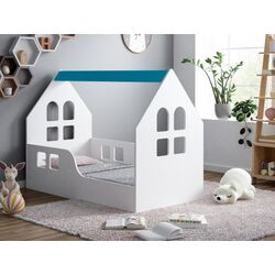 Pat-casuta Happy Babies House Windows L01 70x140 (White/Blue)