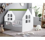 Pat-casuta Happy Babies House Windows L01 70x140 (White/Pastel Green)