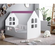 Pat-casuta Happy Babies House Windows L01 70x140 (White/Pink)