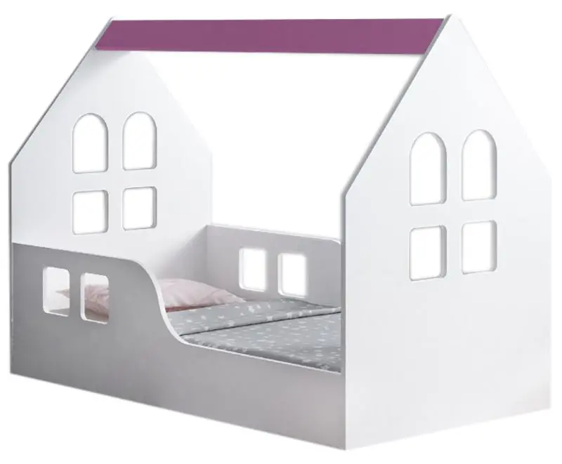 Pat-casuta Happy Babies House Windows L01 70x140 (White/Pink)
