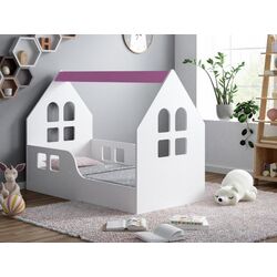 Pat-casuta Happy Babies House Windows L01 70x140 (White/Pink)