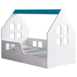 Pat-casuta Happy Babies House Windows L03 80x160 (White/Blue) Thumb