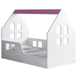 Pat-casuta Happy Babies House Windows L03 80x160 (White/Pink) Thumb