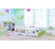 Pat Happy Babies Happy Animals And Cars cu pat retractabil 80x160 (White/Pastel Green)