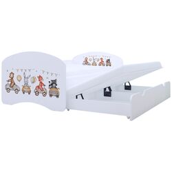 Pat Happy Babies Happy Animals And Cars cu pat retractabil 90x180 (White) Thumb