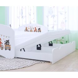 Pat Happy Babies Happy Animals And Cars cu pat retractabil 90x180 (White) Thumb