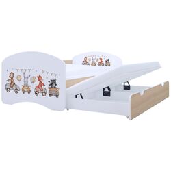 Кровать Happy Babies Happy Animals And Cars с выдвижной кроватью 90x180 (White/Light Pear) Thumb