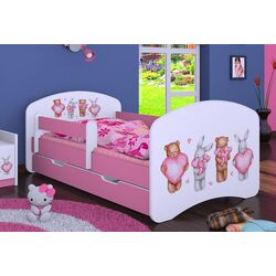 Pat Happy Babies Happy Animals with Heart L08 cu sertar 90x190 (White/Pink) Thumb