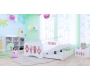 Pat Happy Babies Happy Animals with Heart cu pat retractabil 80x160 (White)