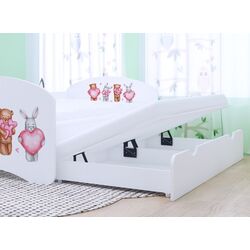 Pat Happy Babies Happy Animals with Heart cu pat retractabil 80x160 (White) Thumb