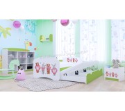 Pat Happy Babies Happy Animals with Heart cu pat retractabil 90x180 (White/Pastel Green)