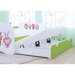 Pat Happy Babies Happy Animals with Heart cu pat retractabil 90x180 (White/Pastel Green) Thumb