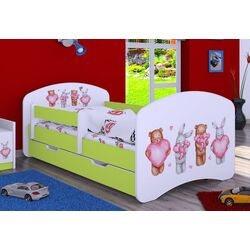 Кровать Happy Babies Happy Animals with Hearts L02 с ящиком 70x140 (White/Pastel Green) Thumb