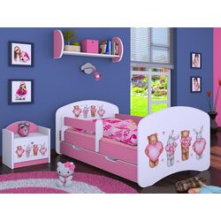 Pat Happy Babies Happy Animals with Hearts L04 cu sertar 80x160 (White/Pink)