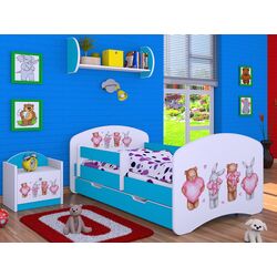 Pat Happy Babies Happy Animals with Hearts L06 cu sertar 90x180 (White/Blue)