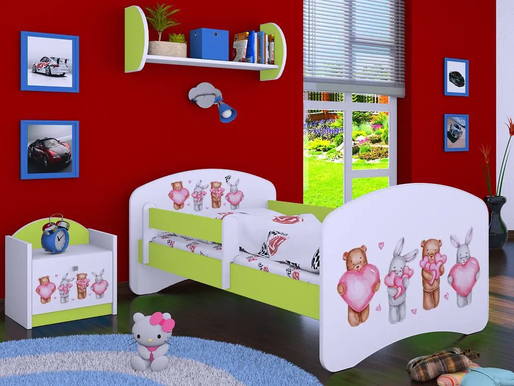 Pat Happy Babies Happy Animals with Hearts L07 90x190 (White/Pastel Green)