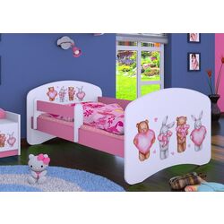 Кровать Happy Babies Happy Animals with Hearts L07 90x190 (White/Pink) Thumb