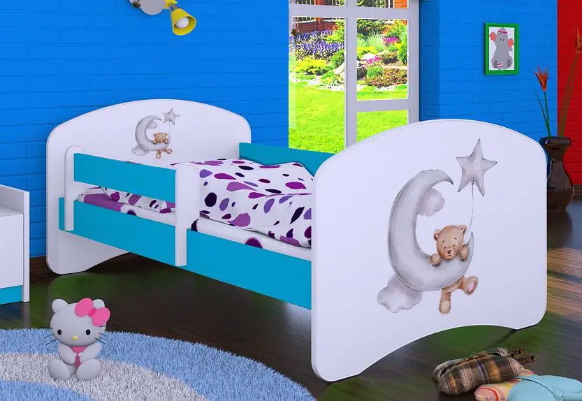 Pat Happy Babies Happy Bear and Moon L03 80x160 (White/Blue)