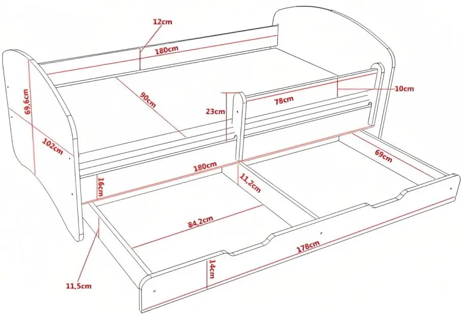 Pat Happy Babies Happy Bear On Cloud L06 cu sertar 90x180 (White/Blue)