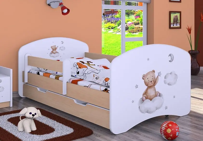 Pat Happy Babies Happy Bear On Cloud L06 cu sertar 90x180 (White/Light Pear)