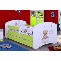 Pat Happy Babies Happy Bear On Cloud L06 cu sertar 90x180 (White/Pastel Green) Thumb