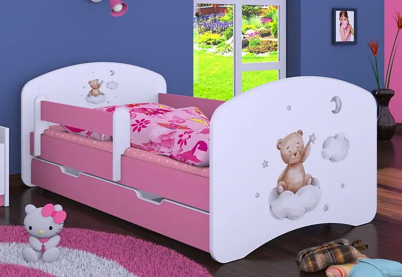 Pat Happy Babies Happy Bear On Cloud L06 cu sertar 90x180 (White/Pink)