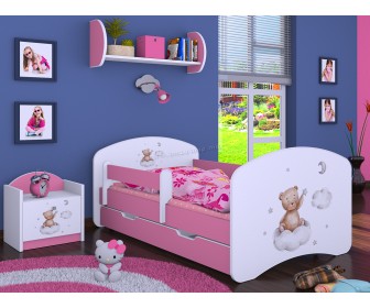 Pat Happy Babies Happy Bear On Cloud L06 cu sertar 90x180 (White/Pink)