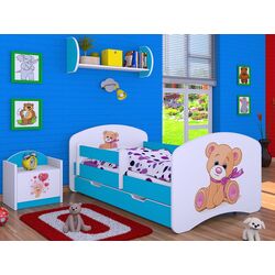 Pat Happy Babies Happy Bear with Bow L04 cu sertar 80x160 (White/Blue)