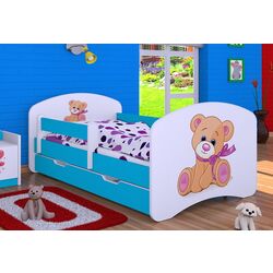 Pat Happy Babies Happy Bear with Bow L04 cu sertar 80x160 (White/Blue) Thumb