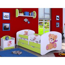 Pat Happy Babies Happy Bear with Bow L04 cu sertar 80x160 (White/Pastel Green)