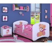 Pat Happy Babies Happy Bear with Bow L04 cu sertar 80x160 (White/Pink)