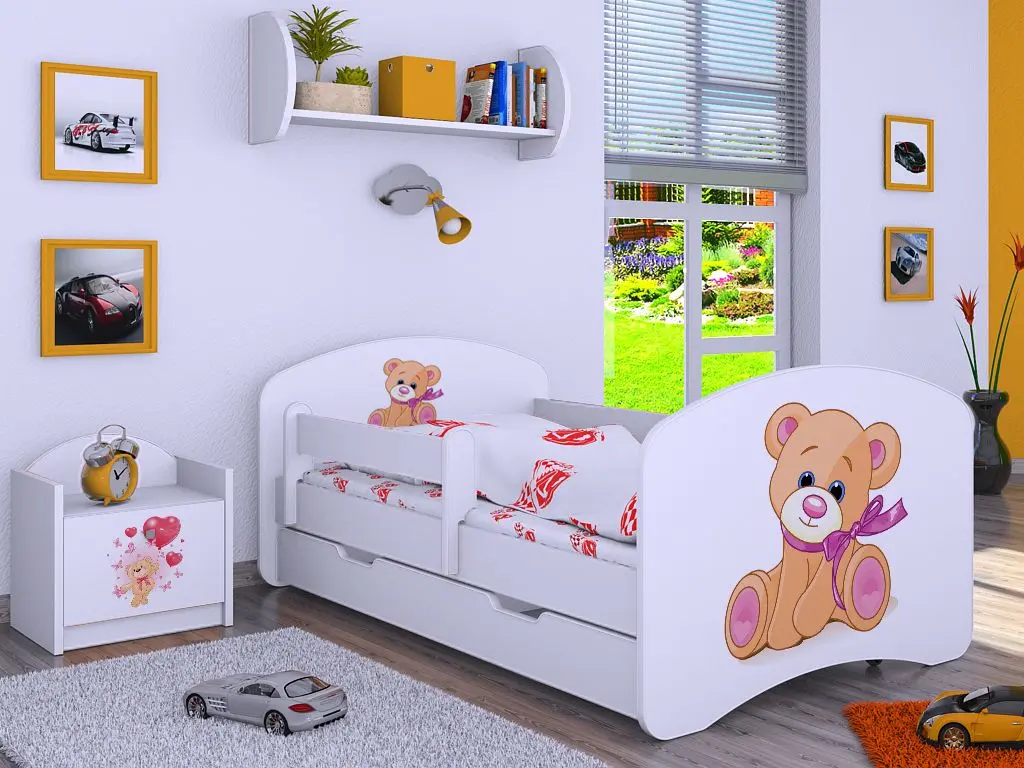 Кровать Happy Babies Happy Bear with Bow L04 с ящиком 80x160 (White)