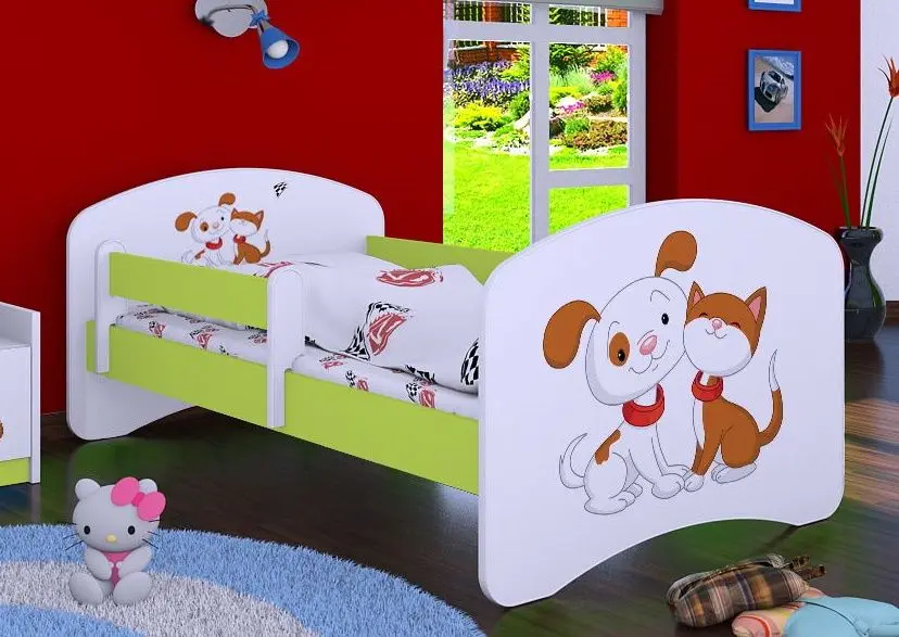 Pat Happy Babies Happy Dog and Cat L03 80x160 (White/Pastel Green)