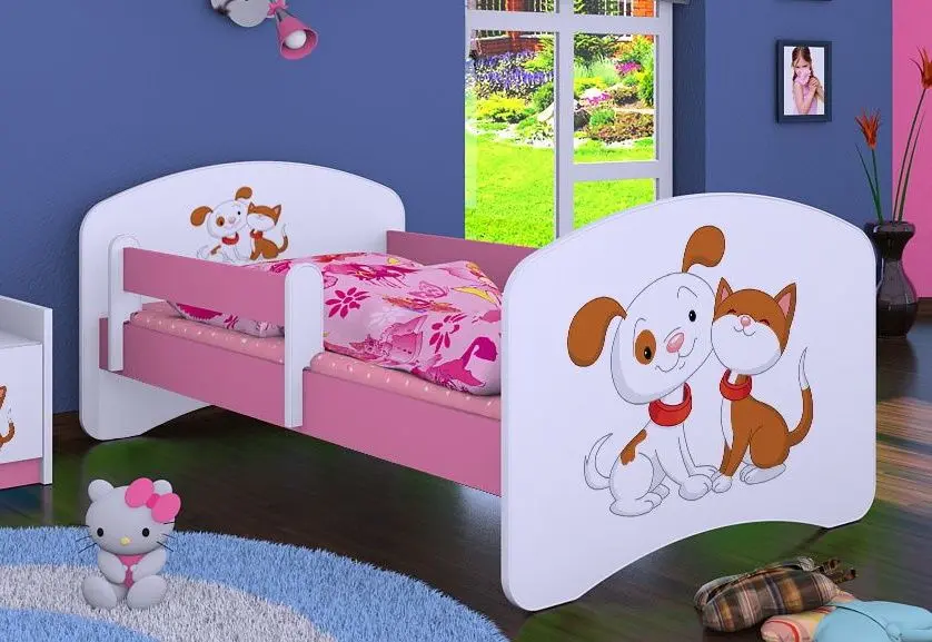 Pat Happy Babies Happy Dog and Cat L03 80x160 (White/Pink)