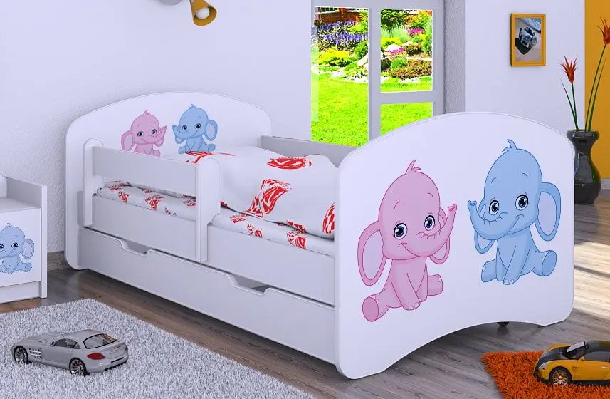 Pat Happy Babies Happy Elephants L04 cu sertar 80x160 (White)