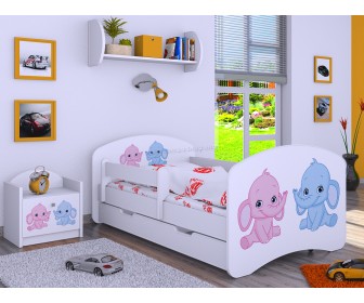 Pat Happy Babies Happy Elephants L04 cu sertar 80x160 (White)