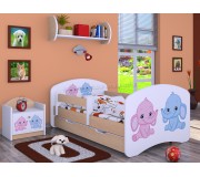 Pat Happy Babies Happy Elephants L04 cu sertar 80x160 (White/Light Pear)