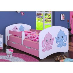 Pat Happy Babies Happy Elephants L04 cu sertar 80x160 (White/Pink) Thumb