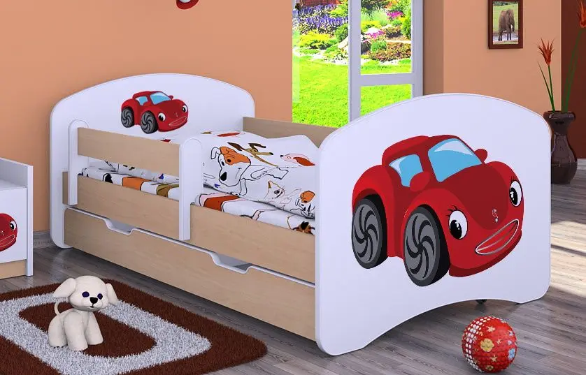 Pat Happy Babies Happy Fairy Car L02 cu sertar 70x140 (White/Light Pear)