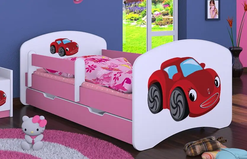 Pat Happy Babies Happy Fairy Car L02 cu sertar 70x140 (White/Pink)