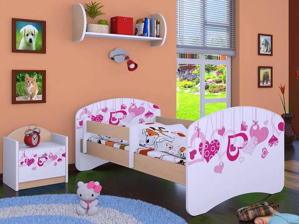 Pat Happy Babies Happy Falling Hearts L07 90x190 (White/Light Pear)