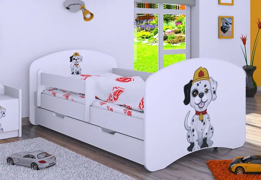 Pat Happy Babies Happy Fire Dog L04 cu sertar 80x160 (White)